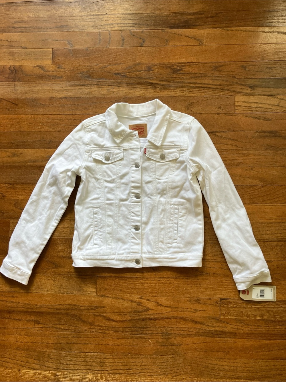 Levis Jacket Girls White Denim Trucker Jean Coat Size Large NWT